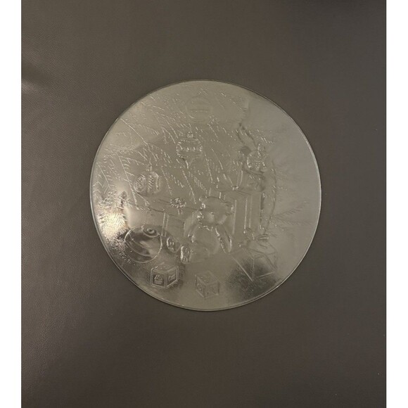 Libbey Holiday Serving Platter 13 Inch Glass Christmas Tree Teddy Bear Presents - Picture 5 of 6